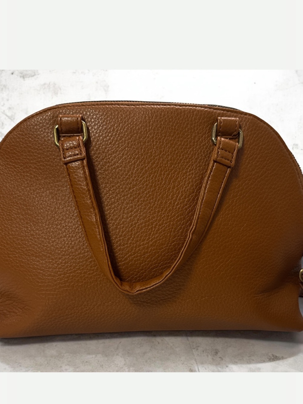 White Mountain Brown Crossbody Satchel with printed scarf - Picture 4 of 8